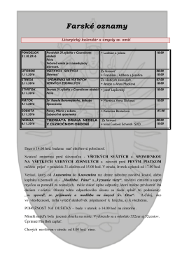 Farsk&eacute; oznamy t&yacute;ždeň 44/2016