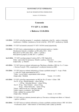 Uznesenie VV SZV 11 2016 - Slovensk&yacute; zv&auml;z vzpierania