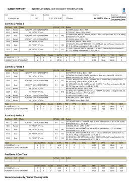 GAME REPORT INTERNATIONAL ICE HOCKEY FEDERATION 1