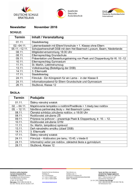 Newsletter November 2016 Termin Inhalt / Veranstaltung Term&iacute;n