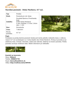 Stavebn&yacute; pozemok - Doln&aacute; Marikov&aacute;, 417 m2.