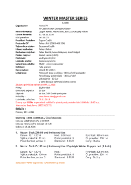 11-13. novembra 2016 3. kolo - rozpis pretekov