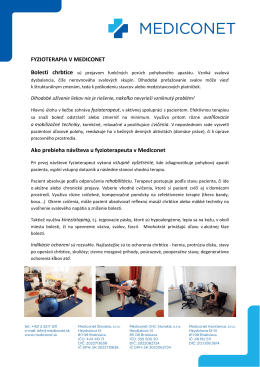 FYZIOTERAPIA V MEDICONET Bolesti chrbtice Ako prebieha