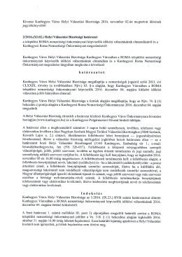 Határozat a települési ROMA nemzetiségi önkormányzati képviselők
