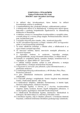 ZÁRÓVIZSGA TÉMAKÖRÖK Emberi Erőforrások (BA) Szak 2016