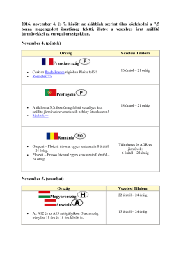 2016. november 4. és 7. között az alábbiak szerint tilos