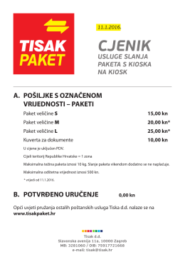 Cjenik za uslugu