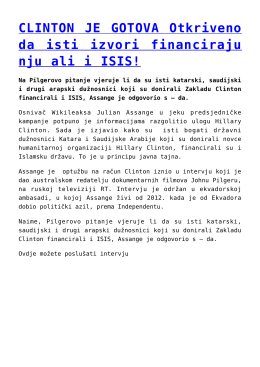 CLINTON JE GOTOVA Otkriveno da isti izvori financiraju