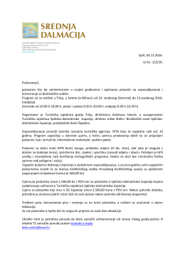 Split, 03.11.2016. Ur.br: 122/16. Poštovane/i, pozivamo Vas da