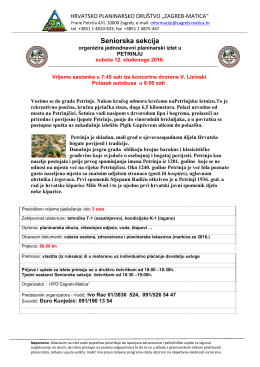 Program izleta - HPD Zagreb