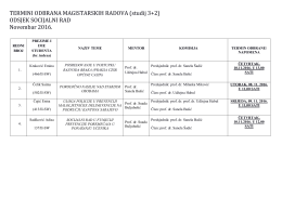 IZVJEŠTAJI ODSJEKA SOCIOLOGIJA