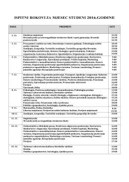 ispitni rokovi za mjesec studeni 2016.godine