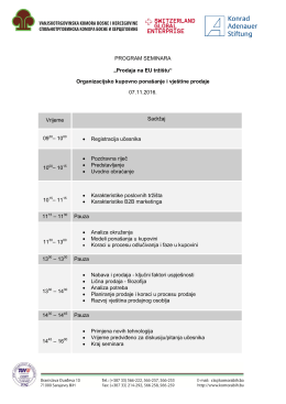 PROGRAM SEMINARA „Prodaja na EU tržištu“ Organizacijsko