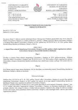 ODLUKA o dopuni Plana nabavki Integrisanog Univerziteta u
