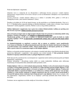 Po&scaron;tovani diplomanti, magistranti i doktoranti,