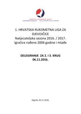 1. HRVATSKA RUKOMETNA LIGA ZA DJEVOJČICE Natjecateljska