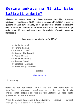 Berina anketa na N1 ili kako lažirati anketu?