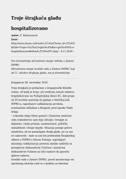 Troje štrajkača glađu hospitalizovano