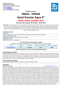 Vrdnik - Premier Aqua Nova godina - Turistička agencija Big Blue