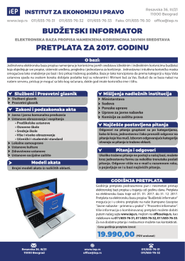 budžetski informator pretplata za 2017. godinu