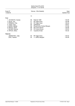 Startlist - Plivacki savez Srbije