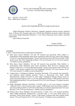 10 Kasım 2016 Muğla B&uuml;y&uuml;kşehir Belediyesi Meclis Toplantısı