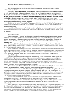 TÜRK ADALARINDA TÜRKLERİN VAHİM