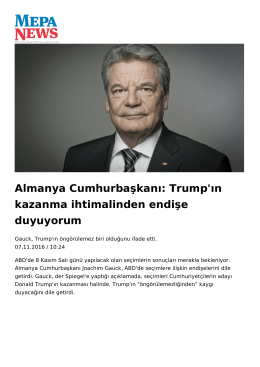 Almanya Cumhurbaşkanı: Trump`ın kazanma