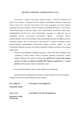 Erasmus + Personel Hareketlilik İlanı
