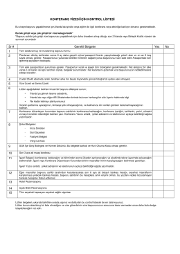 KONFERANS VİZESİ İÇİN KONTROL LİSTESİ Sr
