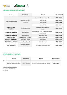ALITALIA LOUNGE`LARI NEREDE? D&Uuml;NYADAKİ LOUNGE`LAR