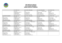 aylık yemek men&uuml;s&uuml; - TED Antalya Koleji