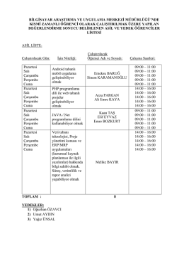 Kısmi Zamanlı Öğrenci Alımı Sonuçları(Bilgisayar Araştırma ve