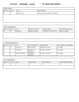 02/11/2016 &Ccedil;ARŞAMBA 88.YARIŞ G&Uuml;N&Uuml; RAPORU İstanbul