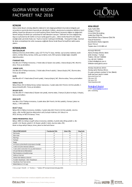 glorıa verde resort factsheet yaz 2016