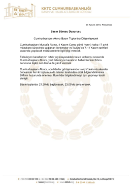 Basın Bürosu Duyurusu Cumhurbaşkanı Akıncı Basın Toplantısı