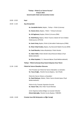 “Türkiye – Filistin İş ve Yatırım Forumu” 8 Kasım 2016 Grand Cevahir