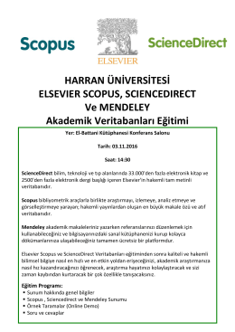 Elsevier Scopus, Sciencedirect Ve Mendeley