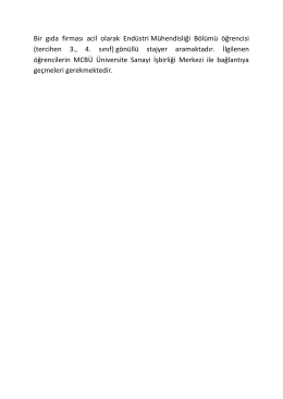 Bir gıda firması acil olarak Endüstri Mühendisliği Bölümü öğrencisi