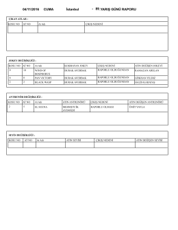 04/11/2016 CUMA 89.YARIŞ G&Uuml;N&Uuml; RAPORU İstanbul