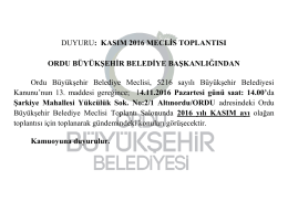 DUYURU - Ordu Büyükşehir Belediyesi