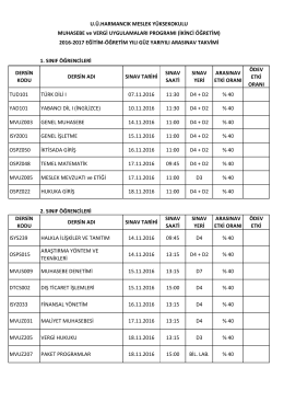 dersin kodu dersin adı sınav tarihi sınav saati sınav yeri arasınav etki