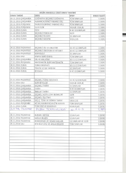 2016-2017 arsin anadolu lisesi sınav takvimi