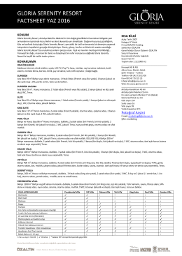 glorıa serenıty resort factsheet yaz 2016