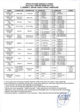 2017 Eğitim - Öğretim Yılı 1. Dönem 1. Ortak