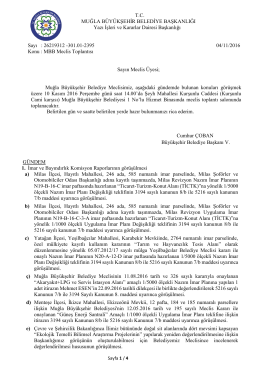 10 Kasım 2016 Muğla B&uuml;y&uuml;kşehir Belediyesi Meclis Toplantısı