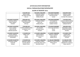 Sosyal Tesis Yemek Listesi - Afyon Kocatepe Üniversitesi