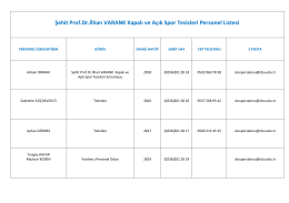 Şehit Prof.Dr.İlhan VARANK Kapalı ve Açık Spor Tesisleri Personel