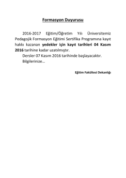 Formasyon Duyurusu