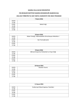 Genel 2016-2017 Güz Yarıyılı Lisansüstü Vize Sınav Programı